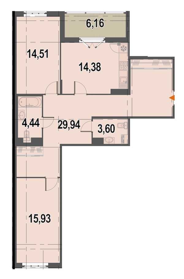 Двухкомнатная квартира в : площадь 86.3 м2 , этаж: 9 – купить в Санкт-Петербурге